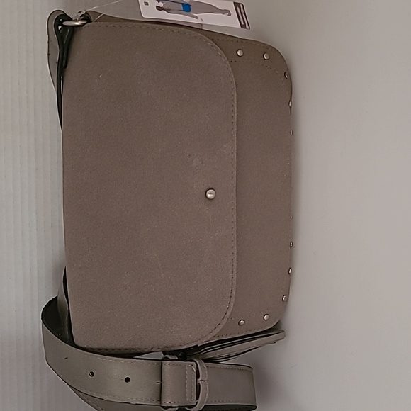 Gray Studded Saddle Crossbody/Shoulder Bag NWT - Picture 10 of 16